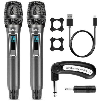 Wireless Karaoke Microphone, No Delay Handheld Microphone System with Rechargeable Receiver, Suitable for Singing, Teaching, Church, Weddings, and DJ Events (Black, 2 Microphone) - size: 2 Microphone