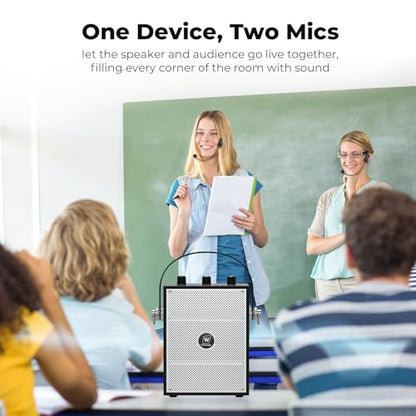 50W Voice Amplifier with 2 Mics,Microphone with Speaker | Portable Sound System with Microphone,Bluetooth Speaker Megaphone for Teachers, Classroom, Outdoor, Events -S98Plus