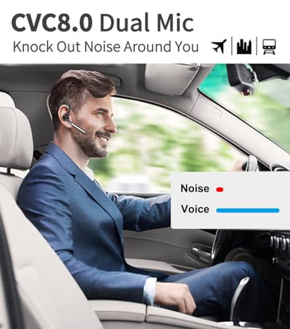 Conambo K18 Wireless Headset Bluetooth V5.1, Bluetooth Earpiece 16 Hrs Talking Time Hands-Free Single Ear Bluetooth Headset with Dual Mic Noise Canceling for Work Trucker iPhone Android Cell Phone