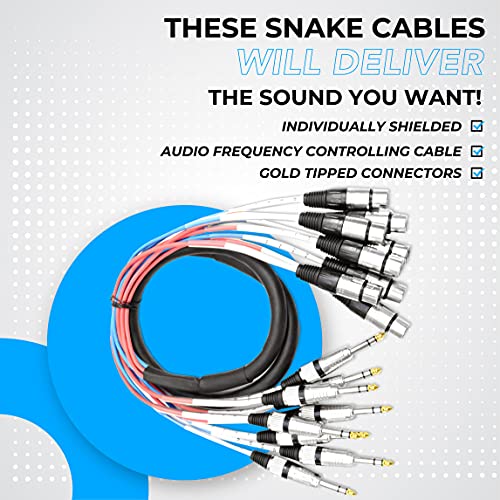 Seismic Audio Speakers 8 Channel Snake Cables, 5’ XLR Female To ¼” TRS Snake Cable - size: 5'