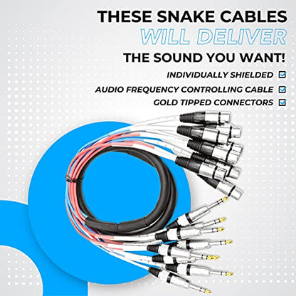 Seismic Audio Speakers 8 Channel Snake Cables, 5’ XLR Female To ¼” TRS Snake Cable - size: 5'