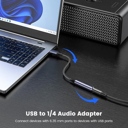 MOSWAG USB to 1/4 Jack Audio Adapter with External Sound Card