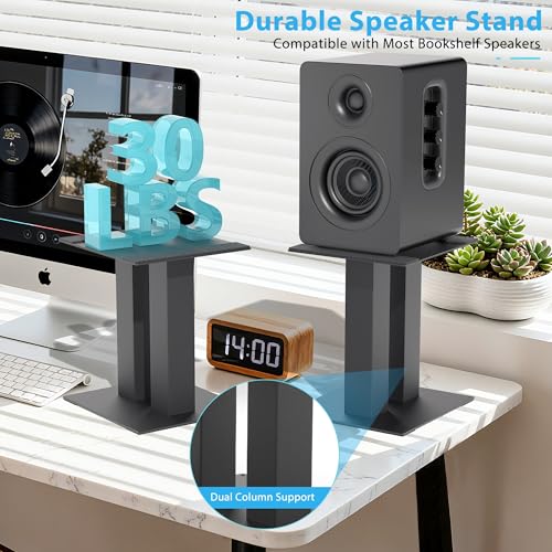 Desktop Speaker Stands 1 Pair Bookshelf Speakers Steel Studio Monitor Stand - size: 9.4"L x 8.3"W x 9.8"H