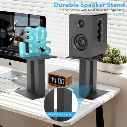 Desktop Speaker Stands 1 Pair Bookshelf Speakers Steel Studio Monitor Stand - size: 9.4"L x 8.3"W x 9.8"H