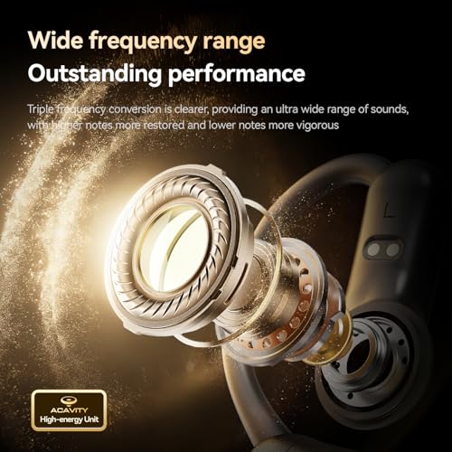 OceanSounds Open Ear Headphones with Swappable Battery, Bluetooth 5.4 Wireless Ear Hook Headphones, Secure Fit for Running, Workout, Cycling and Outdoor Activities - color: Black