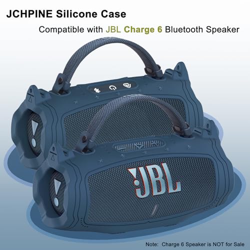 JCHPINE Silicone Cover and Carrying Case for JBL Charge 6 Bluetooth Speaker | Accessories for JBL Charge 6 AI Sound Bluetooth Speaker Protective Cases with Shoulder Strap (Blue) - color: Blue