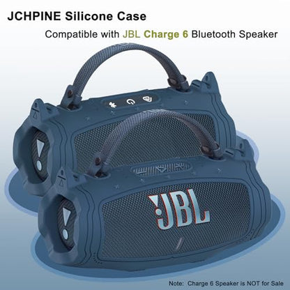 JCHPINE Silicone Cover and Carrying Case for JBL Charge 6 Bluetooth Speaker | Accessories for JBL Charge 6 AI Sound Bluetooth Speaker Protective Cases with Shoulder Strap (Blue) - color: Blue