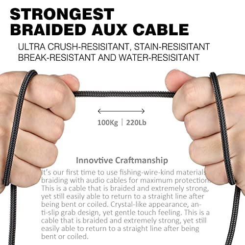 Top Series Audio Cable 8 Feet (2.4 Meters) - Shielded Aux Cable Cord 3.5mm Male to Male Stereo Auxiliary Cable Cord/Crystal-Nylon Braided / 24K Gold Plated / 99.99% 4N OFC Conductor | 24K Gold Plated Conductor Auxiliary Cable with Stereo Sound for Car Hea
