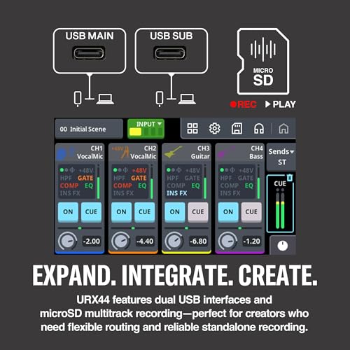 Yamaha URX44 6-In / 4-Out Dual USB-C Audio Interface With Touchscreen, Includes Cubase Al, WaveLab Cast, Basic FX Suite, and Steinberg Plus Software Bundle, White URX44 W | Includes Touchscreen, Includes Cubase Al, WaveLab Cast, Basic FX Suite, and Steinb