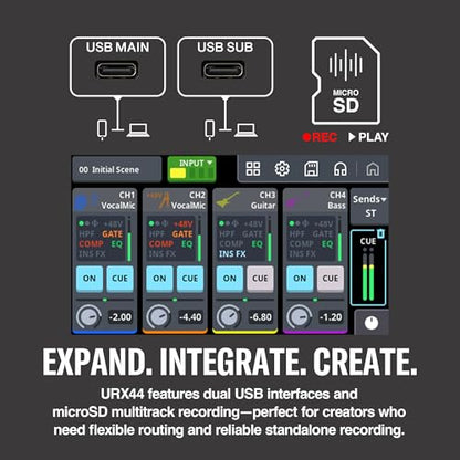 Yamaha URX44 6-In / 4-Out Dual USB-C Audio Interface With Touchscreen, Includes Cubase Al, WaveLab Cast, Basic FX Suite, and Steinberg Plus Software Bundle, White URX44 W | Includes Touchscreen, Includes Cubase Al, WaveLab Cast, Basic FX Suite, and Steinb