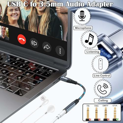 USB Type C to 3.5mm Female Headphone Jack Adapter 2 Packs - style: 2 Pack Adapter