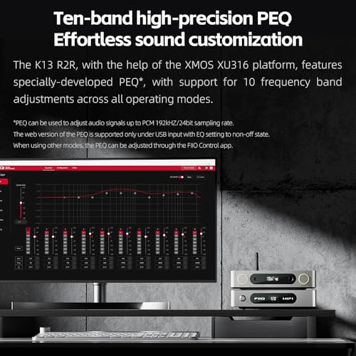 FiiO K13 R2R Desktop DAC & Headphone Amp, High-Fidelity 24Bit R2R DAC, Powerful 2400mW Output, LDAC Bluetooth Streaming, Dual Power Supply, 10-Band PEQ, Balanced XLR & RCA Audio Output (Silver) - color: Silver
