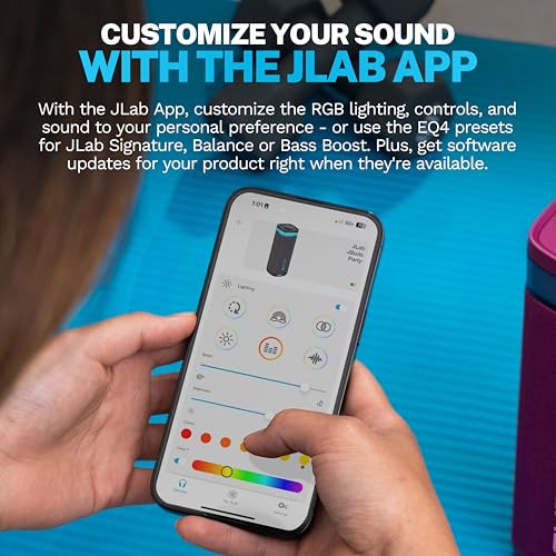 JLab, JBuds Party, Portable Bluetooth Speaker, Waterproof Outdoor Speaker, RGB Lighting, Multi-Speaker Connect, Mulberry - color: Mulberry