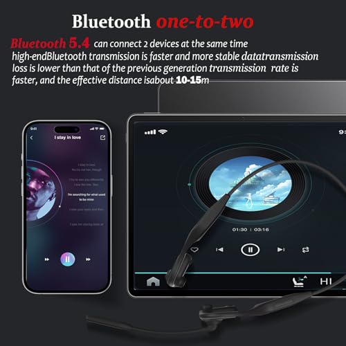 Open Ear Headphones with Mic - 29g Lightweight Open Ear Headset with DSP Noise Cancelling Boom Mic, 270° Rotatable Mic, Dual Device Connection, 10H Battery for Work, Office, Driving