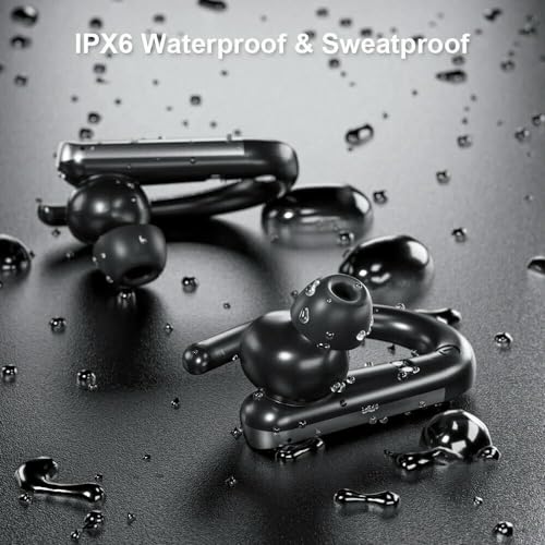 Earbuds for Punkt MC02 - Bluetooth Headphones with Earhooks Waterproof IPX6 Sports Workout Earbuds with LED Display for Gym Running Exercise Fitness with Mic - Black