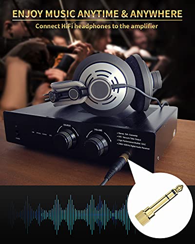 6.35mm to 3.5mm Audio Adapter, Gold Plated Screw-On Stereo Adapter for Compatible Devices (2Pcs) - Check Compatibility Before Use - size: 2 PACK-Upgrade