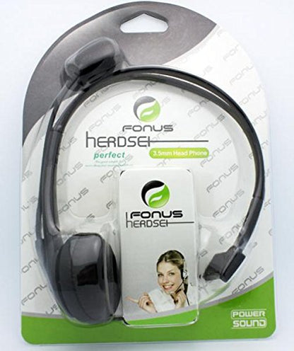 Compatible with Moto E5, E5 Plus - Wired Headset Mono Handsfree Headphone 3.5mm Earphone Earpiece Boom Microphone Single Earbud [Black] Works with Motorola Moto E5 Plus