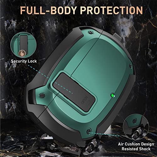 Compatible with Beats Studio Buds/Buds+ Case Cover 2021/2023, [Secure Lock] Cool Beats Studio Buds Plus Protective Shell Men Women with Keychain for New Beats Studio Ear Buds Case - Green[CASE ONLY] - color: Black/Green