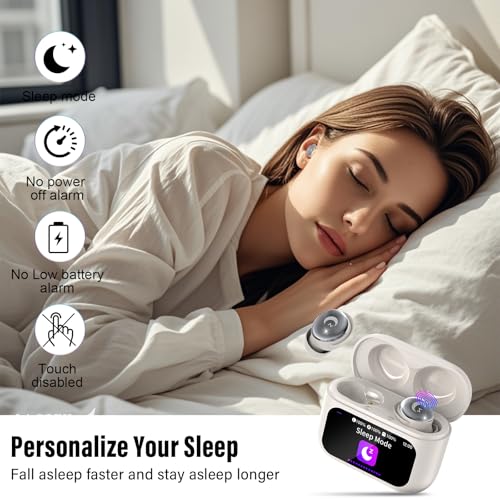 VEKJ Sleep Headphones Small Design for Side Sleepers, Clear Call Sleep Earbuds,Waterproof Earphones 2026 Off White