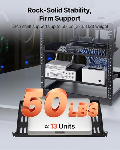 VEVOR 4PCS 1U Server Rack Shelf, Universal Vented Rack Mount Cantilever Tray for 19" Network Equipment Rack & Cabinet, 10" Deep Rack Mount Shelf - size: 1U-4PCS