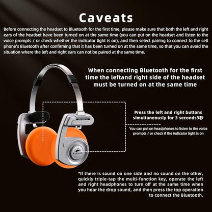 okcsc Classic On-Ear Headphones, Retro Style, BT Wireless Retro Headphones, Ultra Lightweight Retro Headsts/Bullt-in Mic/40mm Class Composite Film/BT 5.3 & Wired Two Connection Modes, BT/Black - color: Black, size: Bluetooth