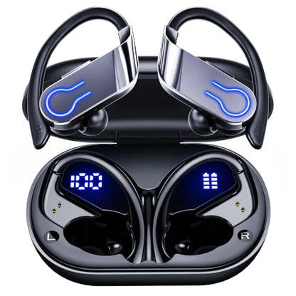 CoolJumper Wireless Bluetooth Earbuds 120H Playtime Bluetooth 5.3 Ear Buds for Sports, Hi-fi Stereo Earphones with LED Display Charging Case, Headphones for Running/Workout Audifonos inalambricos