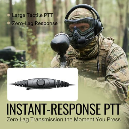 Single Side Noise Cancelling Headset Overhead Radio Headphone with Boom Mic PTT for Kenwood 2 Pin for Baofeng UV-5R AR-152 UV-82HP BF-F8HP BF-888S Archsell AR-5 Retevis RT17 RT21 RT27