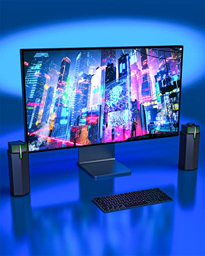 Jeecoo M20 Bluetooth Computer Speakers for PC Desktop Monitor, Gaming PC Sound Bar - Wired USB-Powered, Superb Stereo Sound, with Gradient RGB Lighting - Combine/Separate to Customize Your Desk | Gaming PC Sound Bar Wired USB-Powered with Gradient RGB Lig