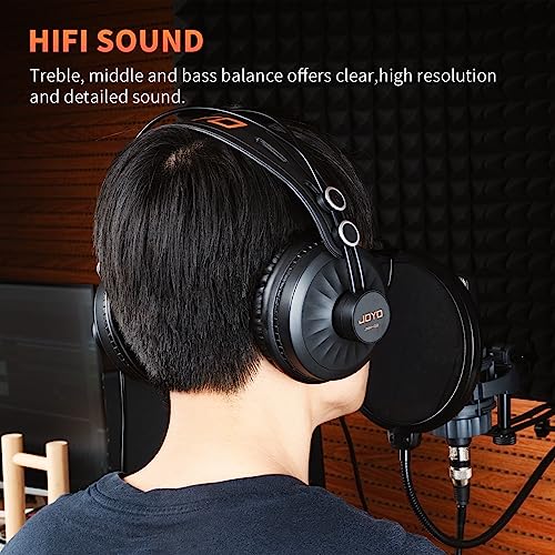 JOYO Wireless in Ear Monitor System JW-07 Bundle Studio Monitor Headphones, 50mm Drivers Over-Ear with Passive Noise Isolation JMH-02