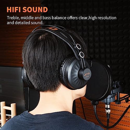 JOYO Wireless in Ear Monitor System JW-07 Bundle Studio Monitor Headphones, 50mm Drivers Over-Ear with Passive Noise Isolation JMH-02