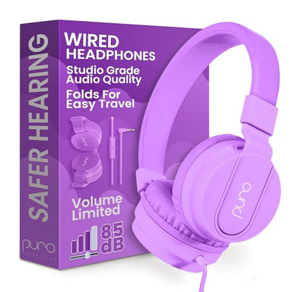 Puro Sound Labs - Kids Headphones, Volume-Limiting 85dB, PuroBasic, Purple | Adjustable, Safer & Comfortable Headphones for Kids – Compatible with PCs, Smartphones & Tablets, Ideal for School & Travel - color: Purple