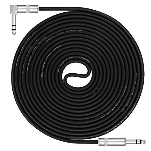Donner 20ft TRS Cable, Balanced Stereo, Right Angle to Straight, Black - color: Black, size: 20 Feet, style: Right Angle& Straight-TRS Cable