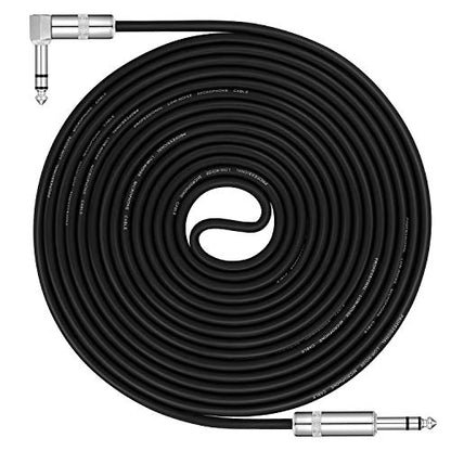 Donner 20ft TRS Cable, Balanced Stereo, Right Angle to Straight, Black - color: Black, size: 20 Feet, style: Right Angle& Straight-TRS Cable