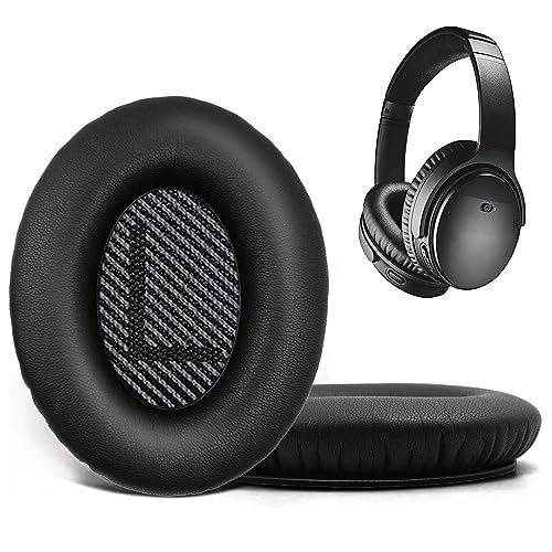 Replacement Ear Pads for Bose QuietComfort 35 35 II 15 25(qc 35 25 15/QC35 ii), Headphone Ear Covers, High Density Memory Cotton, Soft Leather, Adaptive Noise Isolation Headphones Pads Cushions - color: black, style: QC35