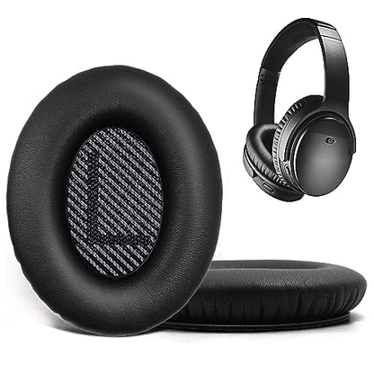 Replacement Ear Pads for Bose QuietComfort 35 35 II 15 25(qc 35 25 15/QC35 ii), Headphone Ear Covers, High Density Memory Cotton, Soft Leather, Adaptive Noise Isolation Headphones Pads Cushions - color: black, style: QC35