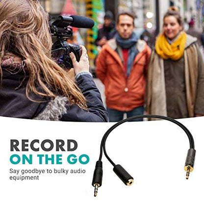 Movo MV-RC300 3.5mm TRS to TRS Line to Microphone Attenuator Cable (-25dB) with Headphone Monitoring for DSLR's, Zoom, Tascam, Mixers, and More