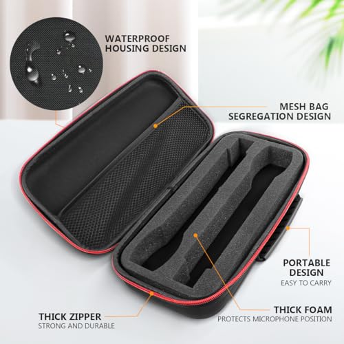 Microphone Case Double Mic Slots Storage Bag Mic Protective Bag for Outdoor Travel
