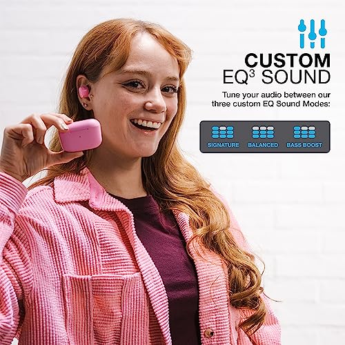 JLab Go Air Pop True Wireless Earbuds, in Ear Headphones, Bluetooth Earphones, Ear Buds with 32H Playtime, Bluetooth Earbuds with Microphone, USB Charging Case, Dual Connect, EQ3 Sound, Pink | Wireless Earbuds with Charging Box, Wireless Bluetooth Headpho