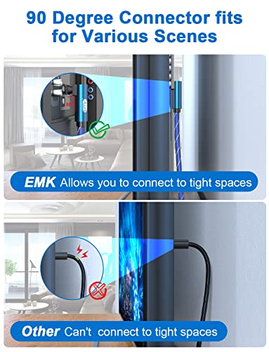 EMK 90 Degree Optical Cable 360 Degree Free-Rotating Fiber Optic Cable Toslink Male to Male Cable for Home Theater, Soundbar, Gaming Console, Speaker(3FT/1M) - size: 3FT/1M