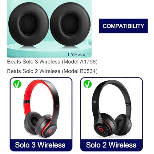Solo 3 Ear Pads - Replacement Earpads for Beats Solo 2 & Solo 3 Wireless Headphones (Black) - color: Black
