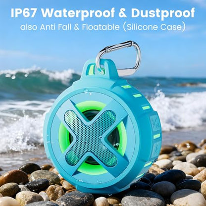 XLEADER X8(2 Gen) Upgraded, Bluetooth Shower Speaker, Certified IP67 Waterproof, 10W Pro Sound&Deep Bass, 24Hrs Playtime, Stocking Stuffers for Teens Men, White Elephant Gifts, Teal - color: B-Teal