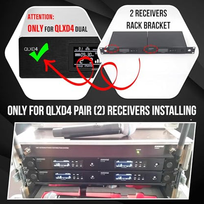 Rackmount Bracket for Shure QLXD4 Dual Receivers Wireless System | 2mm Cold-rolled Steel Mount Kit Fits Standard 19" Rack and Flight Case Distribution for Double (2) QLXD Installing