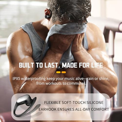 Wireless Earbuds with Earhooks in-Ear Earbuds Bluetooth 5.4 with ENC Noise Cancelling 75Hr Playback IPX7, 2025 Workout Bluetooth Earphones, HiFi Deep Bass Clear Highs Wireless Headphones