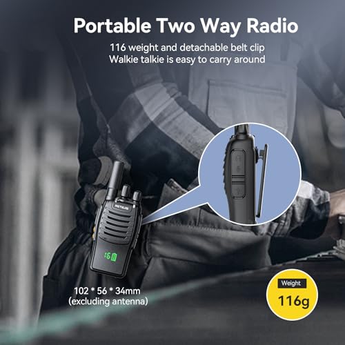 Retevis H777H Two Way Radios Rechargeable, Compact Walkie Talkie (20 Pack) | Business FRS Radios for School, Events, Intuitive Power Channel Display, USB-C, Emergency Alarm, Flashlight, Ready to Use