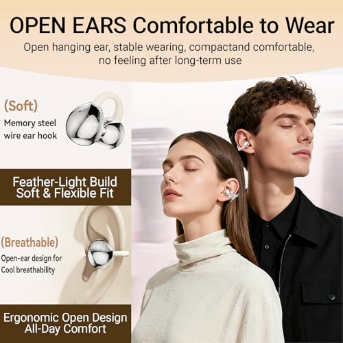 2026 New Jewelry-Inspired Clip-On Earbuds with Detachable Sparkle Butterfly Earrings, Bluetooth 6.0, Cute Wireless Headphones for Women, 50H Playtime, Low Latency, Sports & Workouts (White) - color: White