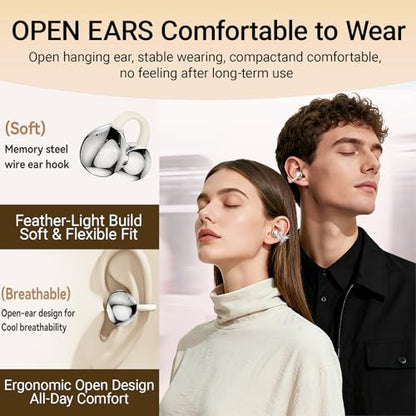 2026 New Jewelry-Inspired Clip-On Earbuds with Detachable Sparkle Butterfly Earrings, Bluetooth 6.0, Cute Wireless Headphones for Women, 50H Playtime, Low Latency, Sports & Workouts (White) - color: White