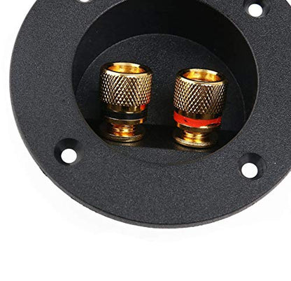 2 Pcs 3” Round Speaker Box Terminal Cup, Binding Post Connectors | 3 Inch, Round 2-Way Speaker Box Terminal Cup Binding Post, Subwoofer box screw-type Terminal Plates