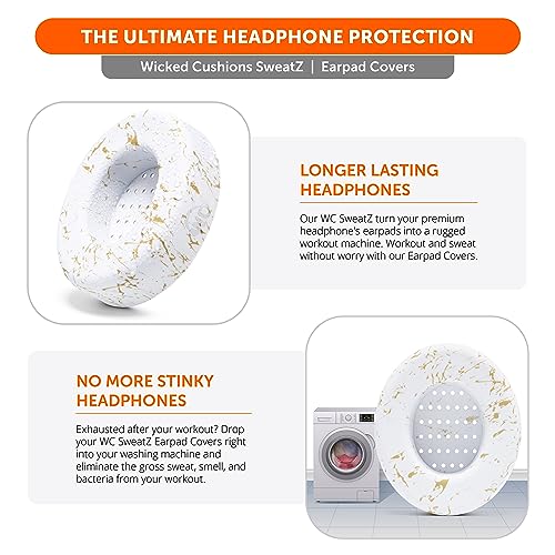 WC SweatZ Studio - Patented Covers for Beats Studio 3 (A1914) & 2 (B0500) | Made by Wicked Cushions | Made with Premium Silicone | Also fits B0501 | Gold Marble - color: Gold Marble