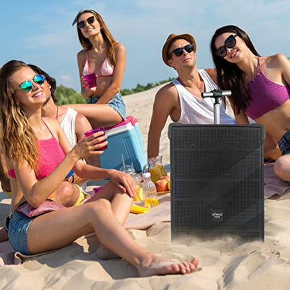 Pyle 10'' Portable Wireless Bluetooth Speaker System - Built-in Rechargeable Battery, Wireless Microphone, USB/Micro SD/FM - 600 Watt FM Radio with Digital LED Display, PWMA1099A,Black - size: 10 inch