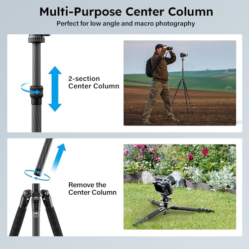 SIRUI AM-025K+KS-5 Carbon Fiber Travel Tripod, Ball Head, 55.1" | 360° Pan, Quick Release Plate, Lightweight, Compact, DSLR, Mirrorless Camera, Travel, Outdoor Photography - style: 55.1" Compact Tripod